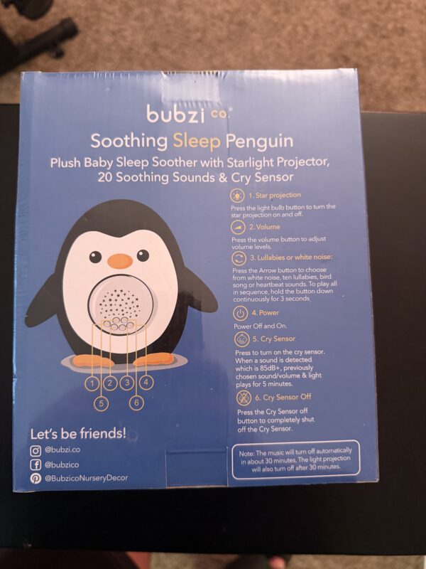 IMG_1655 bubzi co. Soothing Sleep Penguin Plush Baby Sleep Soother w/ Starlight Projector